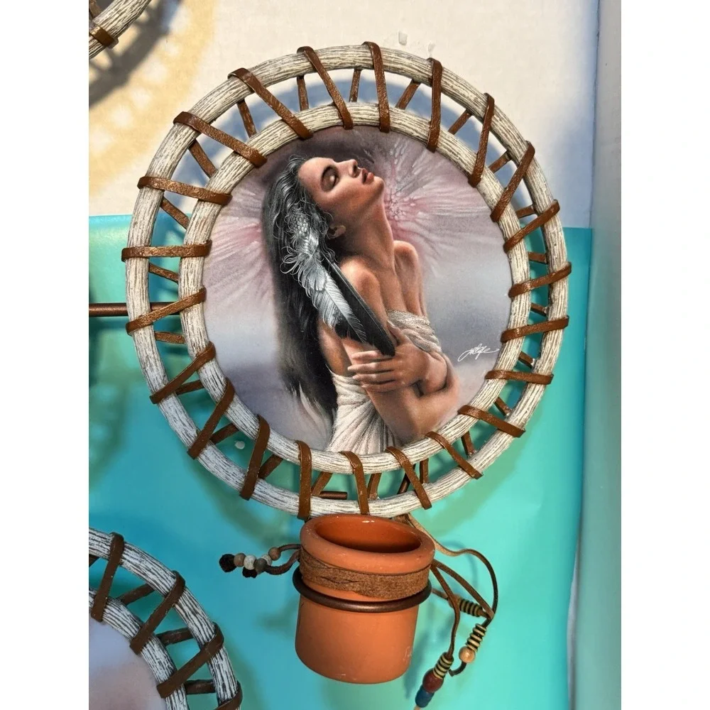 4 Native American plates, & Hanging Plate Holder Lee‎ Bogle Bradford Exchange